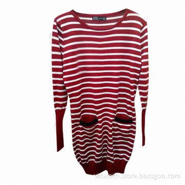 Women's striped sweater, available in various sizes, styles, colors and fabric